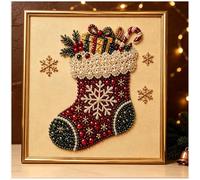 Jeeeun DIY Christmas Pearl Diamond Painting Art Kit with Frame for Adults and Beginners, Christmas Wall Decor (#C)