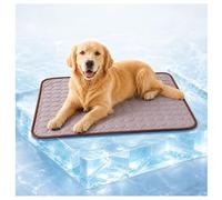 Jeeeun Dog Cooling Mat, Cooling Mat for Dogs with Cool-to-Touch Ice Silk, Washable Pet Mats for Crate, Sofa, Car and Indoor Outdoor (Brown,S - 19.7" x 15.7")
