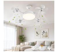 Jeeeun Drone Ceiling Fan with Light, E27 Socket Ceiling Fan with Remote, 3 Speeds and 3 Color Dimming for Bedroom Kitchen