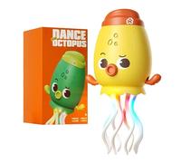 Jeeeun Electric Dancing Octopus Toy, Auto Crawling with Obstacle Sensor, LED Lights & Music, Smart Self-Navigating Toy for Kids Gift (Yellow)