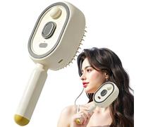 Jeeeun Electric Spray Air Cushion Massage Comb, 3-in-1 Rechargeable Mist Hair Brush with Self-Cleaning Design, Anti-Tangle & Anti-Static Steam Hair Brush for Frizzy, Dry and Damaged Hair (White)