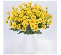 Jeeeun Fake Mums, Fall Mums Artificial Flowers Outdoor, Artificial Sunset Mum for Autumn Outdoor Fall Decor (Yellow,10 Bunches)