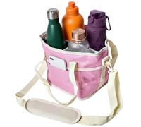 Jeeeun Family Size 4 Compartment Drink Bag, Insulated 4-Slot Drink Carrier for Family Outings, Hiking, Walking, Sports, Camping & Daily Use (Pink)