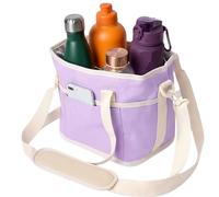 Jeeeun Family Size 4 Compartment Drink Bag, Insulated 4-Slot Drink Carrier for Family Outings, Hiking, Walking, Sports, Camping & Daily Use (Purple)