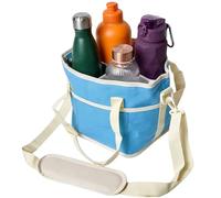 Jeeeun Family Size 4 Compartment Drink Bag, Insulated 4-Slot Drink Carrier for Family Outings, Hiking, Walking, Sports, Camping & Daily Use (Blue)