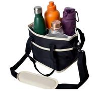 Jeeeun Family Size 4 Compartment Drink Bag, Insulated 4-Slot Drink Carrier for Family Outings, Hiking, Walking, Sports, Camping & Daily Use (Black)