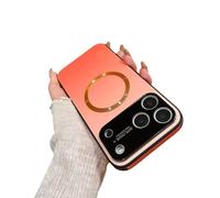 Jeeeun For iPhone 17 Promax Gradient Glass-Gloss Case Compatible - Magnetic Case with Full Camera Lens Protector, Scratch Resistant Gradient Glass Back Cover (17AIr,Orange)