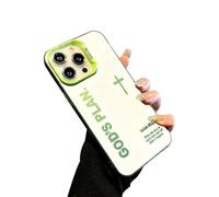 Jeeeun God'S Plan Phone Case, Cross Pattern Religious Art Fashion Cover, IMD Laser Craft with Anti-Fall & Anti-Shock | Compatible for iPhone (15 Plus,Green)