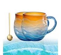 Jeeeun Golden Tide Mug, 12oz Sea Glass Sunset Mug for Tea, Coffee, or Wine, Unique Beach-Inspired Drinkware for Ocean Lovers (2pcs)