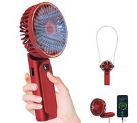 Jeeeun Handheld Fan, Portable fan with 4000mAh- LED Display & 180° Adjustable Design, 6 Speed Travel Fan for Home, Office, Bedroom & Outdoor (red)