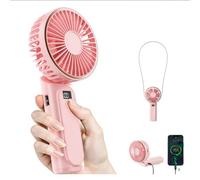Jeeeun Handheld Fan, Portable fan with 4000mAh- LED Display & 180° Adjustable Design, 6 Speed Travel Fan for Home, Office, Bedroom & Outdoor (pink)