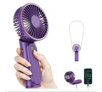 Jeeeun Handheld Fan, Portable fan with 4000mAh- LED Display & 180° Adjustable Design, 6 Speed Travel Fan for Home, Office, Bedroom & Outdoor (purple)