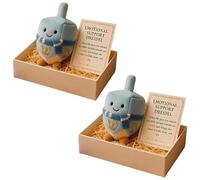 Jeeeun Hanukkah Emotional Support Plush, Hanukkah Stuffed Animal, Adorable Dreidel & Gelt Toy for Comfort & Joy (Blue *2)