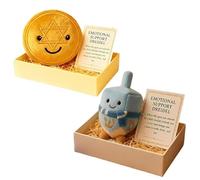 Jeeeun Hanukkah Emotional Support Plush, Hanukkah Stuffed Animal, Adorable Dreidel & Gelt Toy for Comfort & Joy (2Pcs)