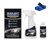 Jeeeun Headlight Restoration Kit, Car Headlight Cleaner with Ceramic Coating, Headlight Haze Remover & Polish, UV Protection Spray, DIY Headlight Lens Restoration Kit for All Vehicles (Set A)
