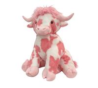 Jeeeun Highland Cow Stuffed Animal, Cute Plushies Fluffy Cow Gifts, Realistic Highland Cows Figure for Bedroom & Living Room Decor (Pink Cow)