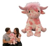 Jeeeun Highland Cow Stuffed Animal, Cute Plushies Fluffy Cow Gifts - Valentines Pink Highland Cows Stuffed Animal for Lover, Children, Enjoy Romantic Moments. (Pink)
