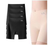 Jeeeun Ice Silk Underwear Women, Women High-Waist Ice Silk Underwear with Tummy-Control Hip-Lifting (4pcs Black,3XL)