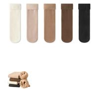 Jeeeun Luviess Fleece Cozy Socks, Fleececozy - Ultra Soft Velvet Slim Thermal Socks for Women, Warm Winter Non-Slip Sock (5Pcs-E)