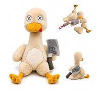 Jeeeun Magnetic Detachable Duck Plush Toy with Plush Cleaver, 9.8 Inch | A six-section duck plush with reconnectable magnetic parts and a matching plush cleaver for hands-on arranging and display.