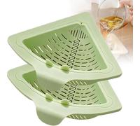 Jeeeun Magnetic Triangular Sink Corner Rack - Twist-Open Knob with Bottom Pop-Up Design, Punch-Free Drainage & Filter Basket, Sponge Holder for Kitchen Organizer Sink Caddy (2Pcs-A)