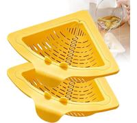 Jeeeun Magnetic Triangular Sink Corner Rack - Twist-Open Knob with Bottom Pop-Up Design, Punch-Free Drainage & Filter Basket, Sponge Holder for Kitchen Organizer Sink Caddy (2Pcs-C)