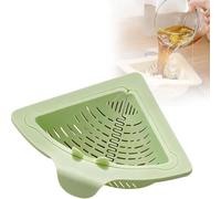 Jeeeun Magnetic Triangular Sink Corner Rack - Twist-Open Knob with Bottom Pop-Up Design, Punch-Free Drainage & Filter Basket, Sponge Holder for Kitchen Organizer Sink Caddy (Green)