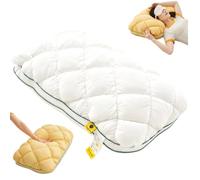Jeeeun Mellow Puff Cooling Bed Pillow for Sleeping, Fluffy Support, Machine Washable, 19 x 29 in, Cloud-Like Bed Pillow with Ice-Silk Touch (Camellia White,Medium Loft (1000g))