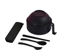 Jeeeun Microwave Ramen Bowl with Strainer - 2026 Ramen Microwave Bowl with Lid, Chopsticks Handles Strainer Spoon Fork for Dorm Room College Apartment Essentials (Black)