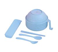 Jeeeun Microwave Ramen Bowl with Strainer - 2026 Ramen Microwave Bowl with Lid, Chopsticks Handles Strainer Spoon Fork for Dorm Room College Apartment Essentials (Blue)