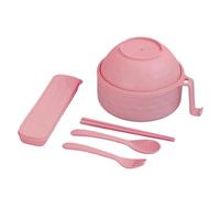 Jeeeun Microwave Ramen Bowl with Strainer - 2026 Ramen Microwave Bowl with Lid, Chopsticks Handles Strainer Spoon Fork for Dorm Room College Apartment Essentials (Pink)