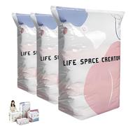 Jeeeun No-Pump Vacuum Storage Bags, 3D Space Saver Compression Bags for Clothing, Keeps Clothes Dry & Dust-Free, Pillows, Comforters, Blankets, Bedding,Travel (3PC,X-Large)