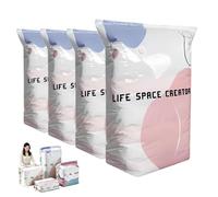 Jeeeun No-Pump Vacuum Storage Bags, 3D Space Saver Compression Bags for Clothing, Keeps Clothes Dry & Dust-Free, Pillows, Comforters, Blankets, Bedding,Travel (4PC,Large)