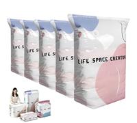 Jeeeun No-Pump Vacuum Storage Bags, 3D Space Saver Compression Bags for Clothing, Keeps Clothes Dry & Dust-Free, Pillows, Comforters, Blankets, Bedding,Travel (5PC,Medium)