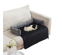 Jeeeun Pet Sofa Beds, Soft Washable Pile Pet Bed for Crate, Floor, Car Seat (Gray-Black,90 * 120cm)