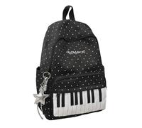 Jeeeun Piano Backpack, Cute Polka Dot Music Backpack for Women with Pendant, Lightweight Daypack for College, Travel & Everyday Use (Black)