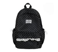 Jeeeun Polka Dot Backpack, Cute Lace Backpack Lace Large Laptop Daypack Kawaii Supplie (A*Black)