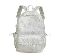 Jeeeun Polka Dot Backpack, Cute Lace Backpack Lace Large Laptop Daypack Kawaii Supplie (A*White)