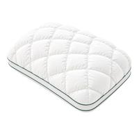 Jeeeun Puff Pillow with Waffle Quilted, Breathable Soft Marshmallow Pillow for Side Back Sleepers Bedroom Dorm Guest Room (Beige,High 1100g)