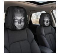 Jeeeun Scary Headrest Covers for Cars, Washable Polyester Car Headrest Cover Set with Creepy Print for Halloween Car Interior Decoration (2pcs A)