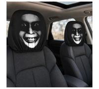 Jeeeun Scary Headrest Covers for Cars, Washable Polyester Car Headrest Cover Set with Creepy Print for Halloween Car Interior Decoration (2pcs B)