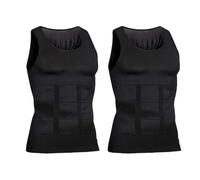 Jeeeun Shaperluv for Men, Shaperluv Tank 2.0 Mens, Guys Compression Body Shaper Vest (M,2pcs Black)