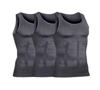Jeeeun Shaperluv for Men, Shaperluv Tank 2.0 Mens, Guys Compression Body Shaper Vest (M,3pcs Gery)