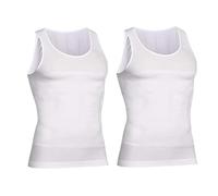 Jeeeun Shaperluv for Men, Shaperluv Tank 2.0 Mens, Guys Compression Body Shaper Vest (XL,2pcs White)