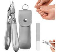Jeeeun Slanted Toe Nail Clippers for Thick Nails, Stainless Steel Nail Clippers Set with Catcher, Heavy Bevel Nails Scissors with Sharp Curved Blade for Seniors and Adults (1pc-a)
