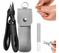 Jeeeun Slanted Toe Nail Clippers for Thick Nails, Stainless Steel Nail Clippers Set with Catcher, Heavy Bevel Nails Scissors with Sharp Curved Blade for Seniors and Adults (1pc-b)