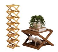 Jeeeun The 9-Tier No-Assembly Bamboo Rack - 2-9 Tiers, Bamboo Folding Shoe Rack No-Tool Assembly, Space-Saving Organizer for Shoes for Entryway Closet Dorm (Tea Color,3 Layers)