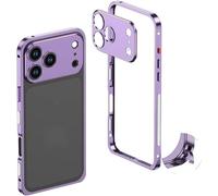 Jeeeun Ultra-Thin Metal Frame Heat Dissipation Case with Lens Protector for iPhone 17 Pro MAX Case Metal, Detachable Lens, Texture (17,Purple)