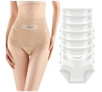 Jeeeun Unique Underwear Tummy Control, High-Waist Seamless Shaping Panties for Women, Smooths Waist Under Dresses or Pants (6pcs White,M)