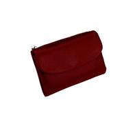 Jeeeun Unisex Pebble Leather Wallet, 5.3In Compact Genuine Leather Coin & Card Holder, Bifold Pocket Purse (Dark Red)